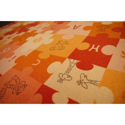 Kleden Rugsx Kindertapijt PUZZLE oranje 100x100 cm