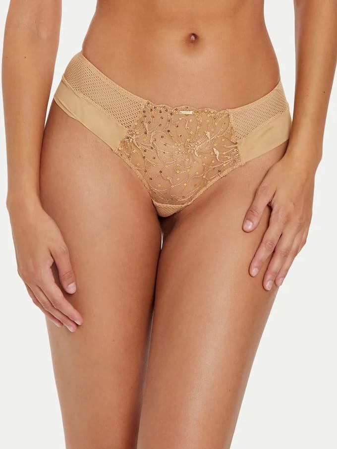 Chantelle Fleurs Signature - hipster - maat 38 - toffee / sequins - C12Q40-0CK