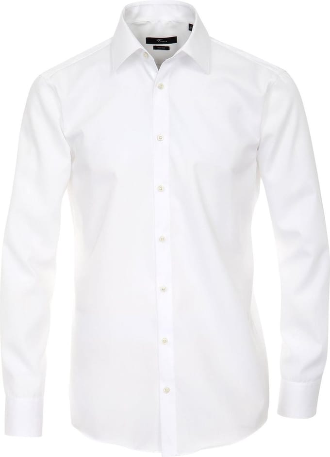 VENTI modern fit overhemd - wit - Strijkvrij - Boordmaat: 39