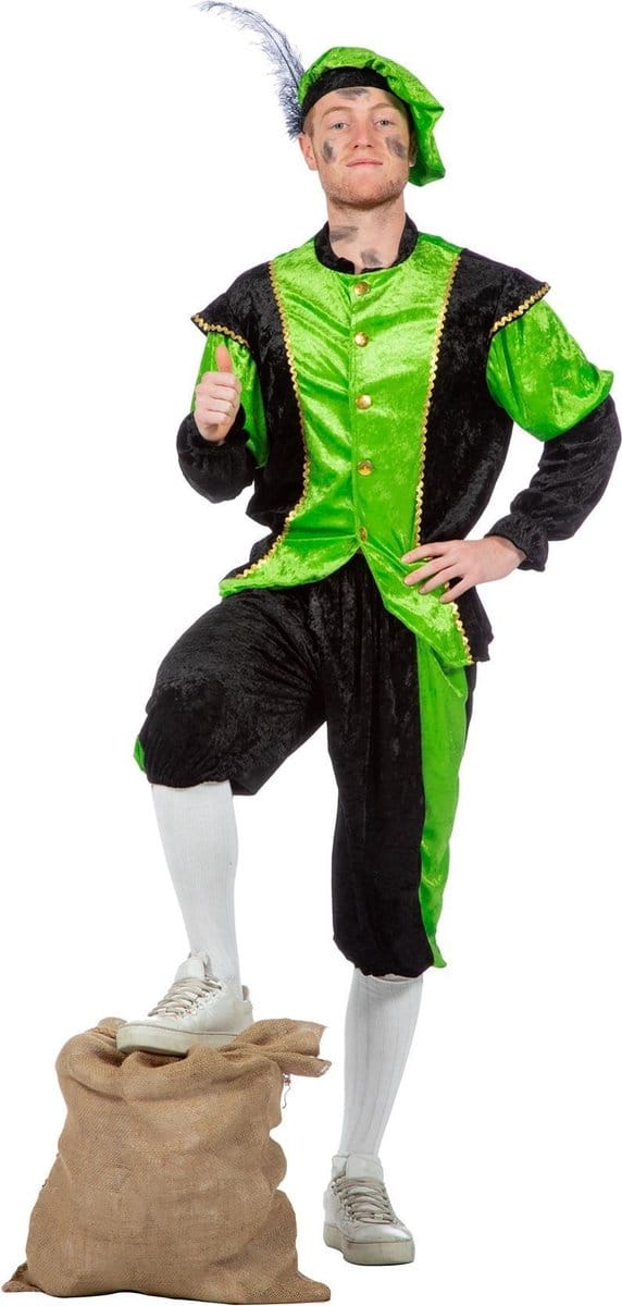 Piet kostuum zwart/groen voor volwassenen
