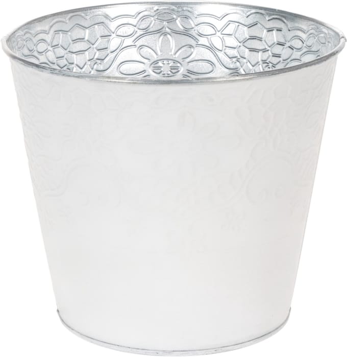 Metalen plantenbak, pastelwit, Ø16cm H14cm