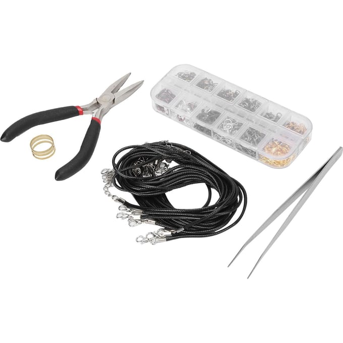 Kit d'outils pour la fabrication de bijoux Artisanat de bijoux DIY Fermoir mousqueton Anneaux de jonction Ensemble d'accessoires de réparation white