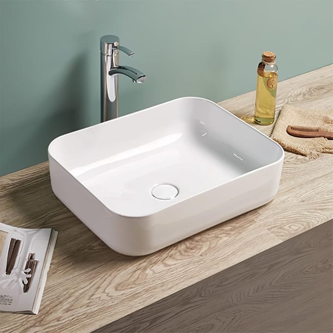 Waskom minerva color line Hoogglans Wit, incl. clickwaste