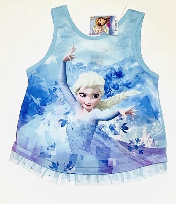 Disney Frozen Top - met tule - blauw - maat 116 (6 jaar)
