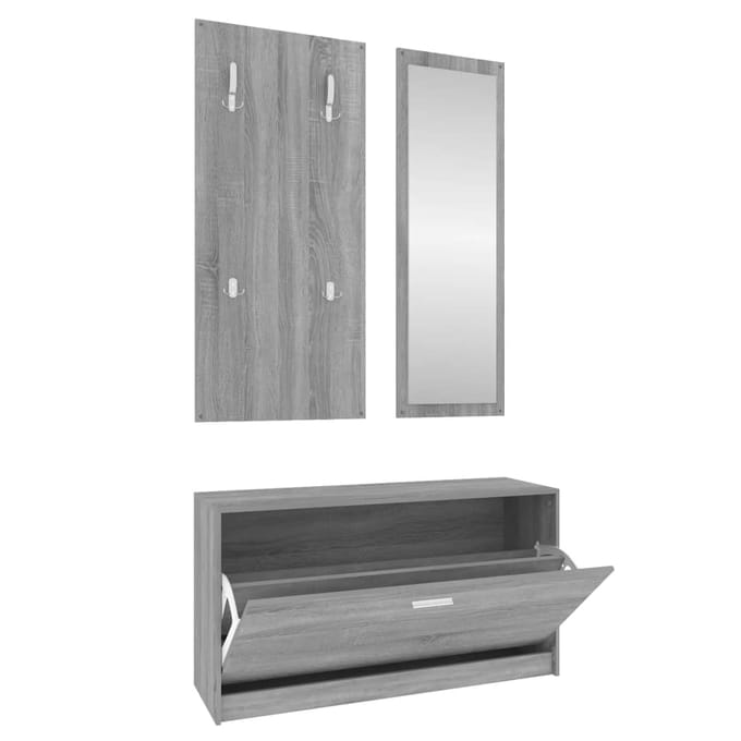 vidaXL - Schoenenkastset - 3-in-1 - bewerkt - hout - grijs - sonoma - eiken