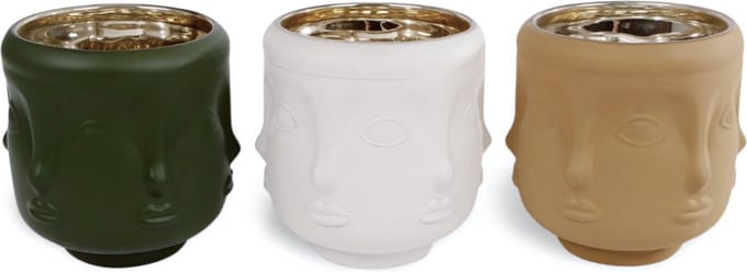 Design Waxinelichthouder Groen, Wit, Beige 3 st.