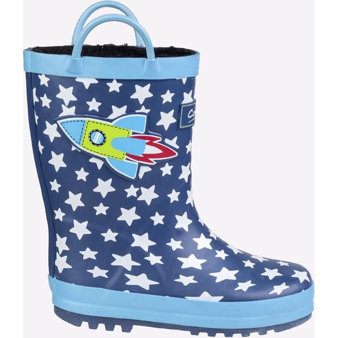 Cotswold Sprinkle Rubberen Donkerblauwe En Witte Regenlaarzen