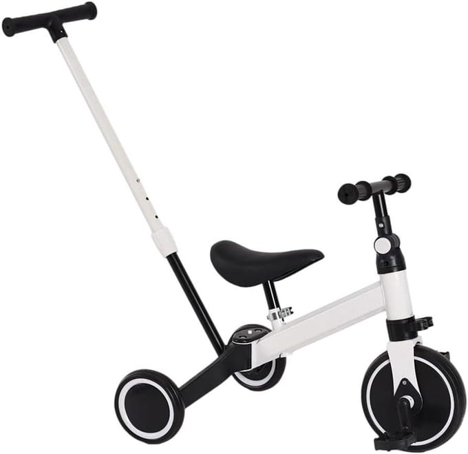 Loopfiets 3-in-1 - Driewieler Kinderen - Leren Fietsen - Verstelbare Stoel - 60x42x49 cm - Wit