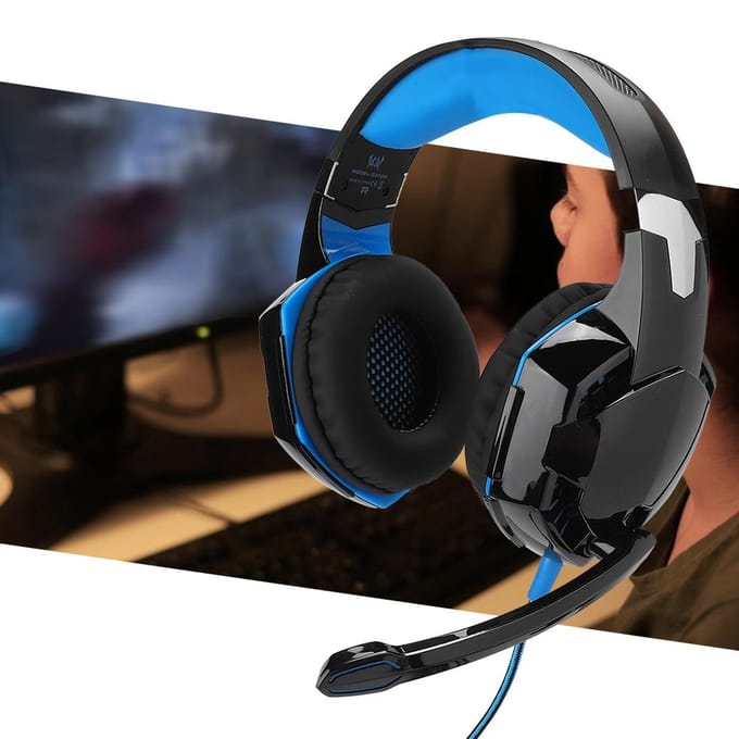 G9000 Gaming Headset Bedrade Verlichting Koptelefoon met Microfoon voor PC Computer GameZwart en blauw