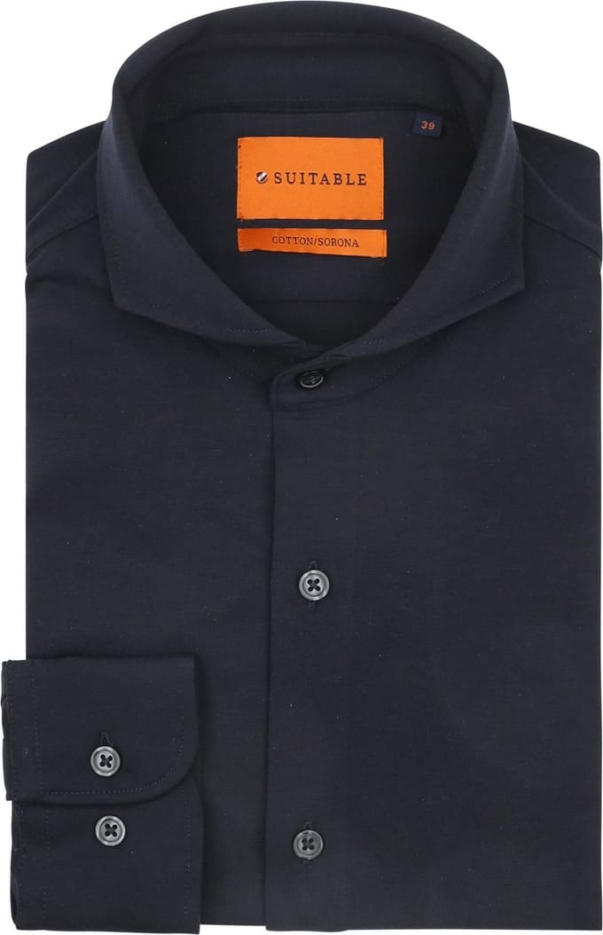 Suitable Sorona Overhemd Donkerblauw (navy) - Maat 42 - Heren - Overhemden Formeel