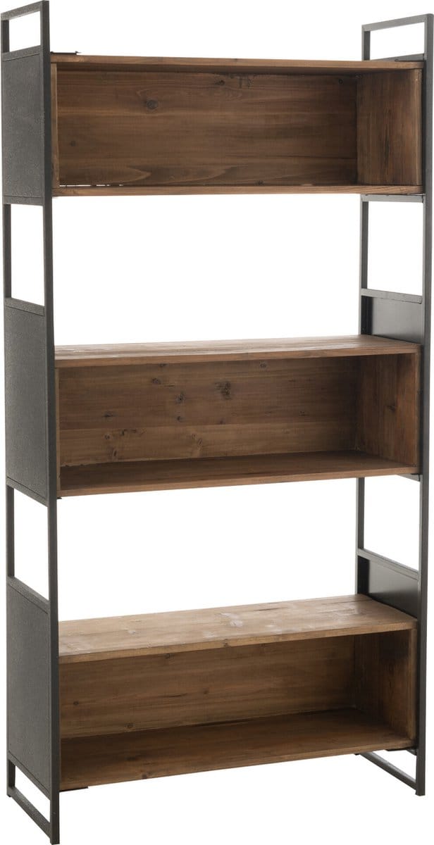 J-Line rek - hout/metaal - zwart/naturel - small
