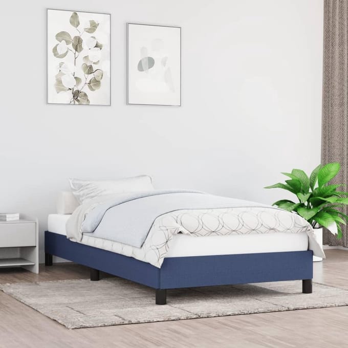 Stoffen Bedframe - Klassiek Bedframe - Slaapkamer Inrichting - Robuust Platform - 80 x 200 cm - Blauw