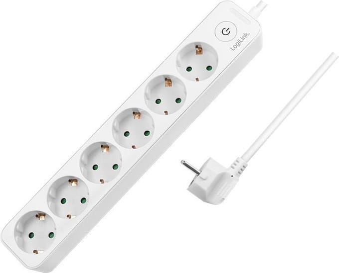 LogiLink LPS247 stekkerdoos 1,5 meter 6-voudig Wit