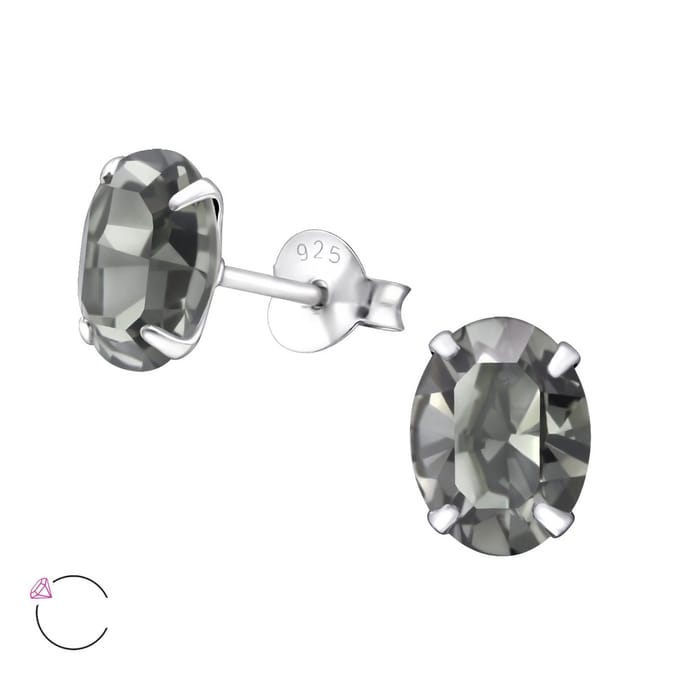 Montebello Oorbellen Berdien Black - 925 Zilver E-Coating - Swarovski - Ø6x8mm