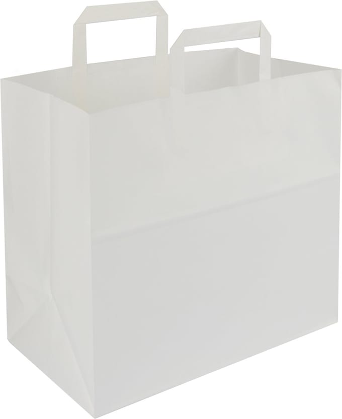 50x Draagtassen papier - 26 x 17 x 25cm - Wit
