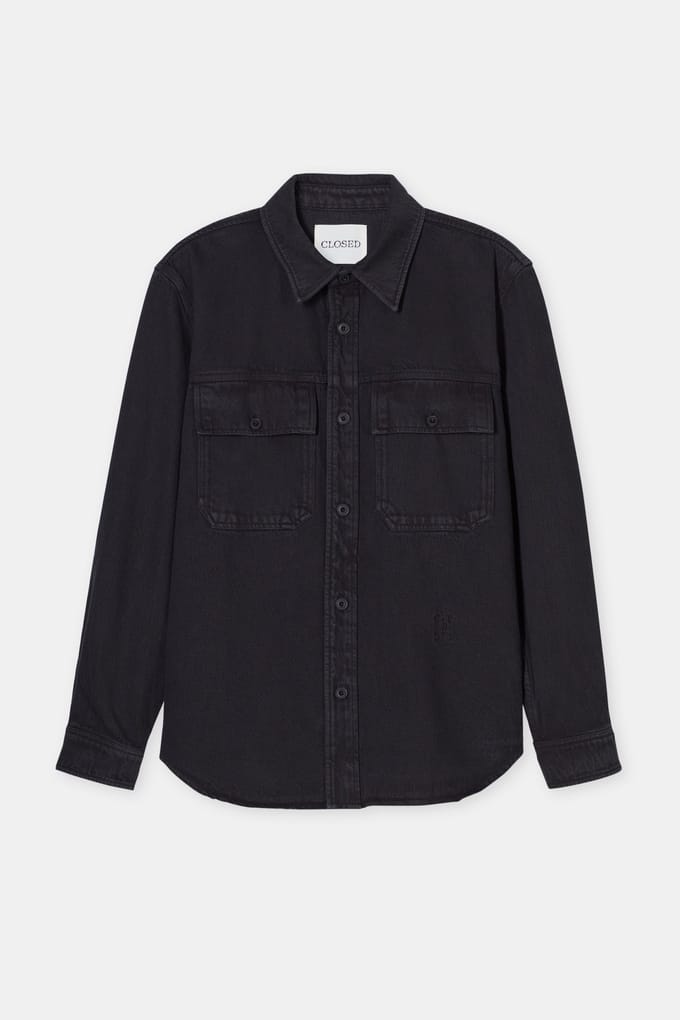 Closed Military Shirt Black Maat: S | Casual Overhemden Outlet | Heren | Zwart
