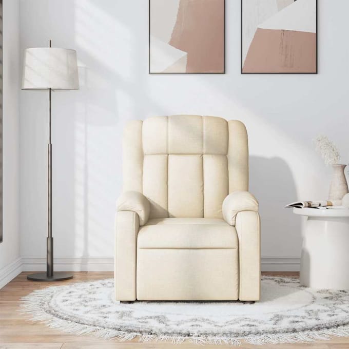 vidaXL - Massagestoel - met - crèmekleurige - stof