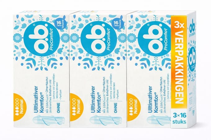 o.b. Tampons ProComfort Normal – 3-pack – Comfortabele bescherming (3 × 16 stuks)