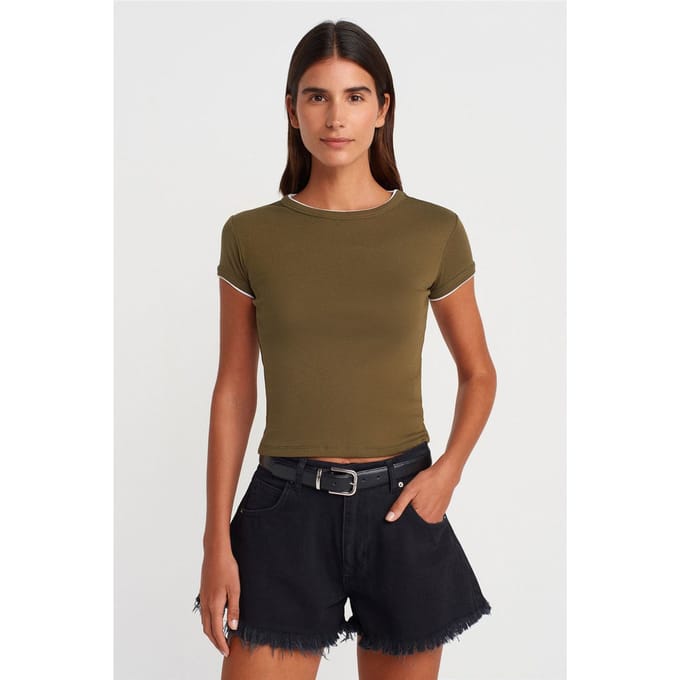 Dames Slim Fit Katoenen Crop T-Shirt
