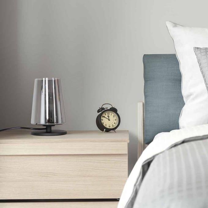 Tafellamp Ancilla 3103ZW Zwart E27 fitting Touch on/off - Eigentijds model van metaal en glas, ideaal voor binnengebruik, snoer van 180 cm