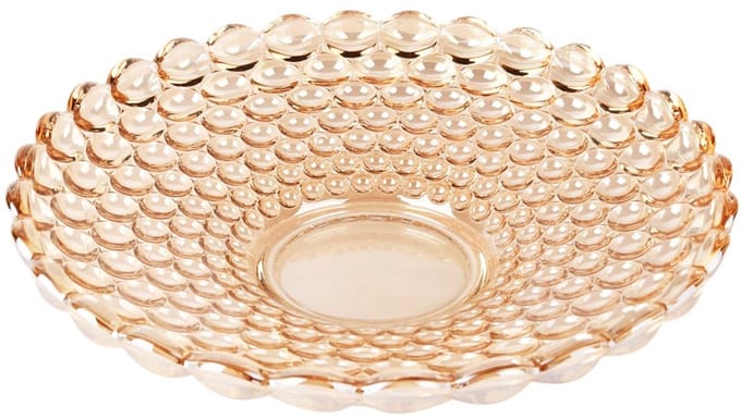 Dekoratief | Deco schaal rond, oranje, glas, 29x29x6cm | A255537