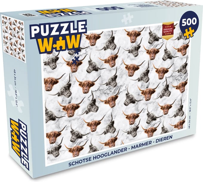 Puzzel Schotse hooglander - Marmer print - Dieren - Legpuzzel - Puzzel 500 stukjes