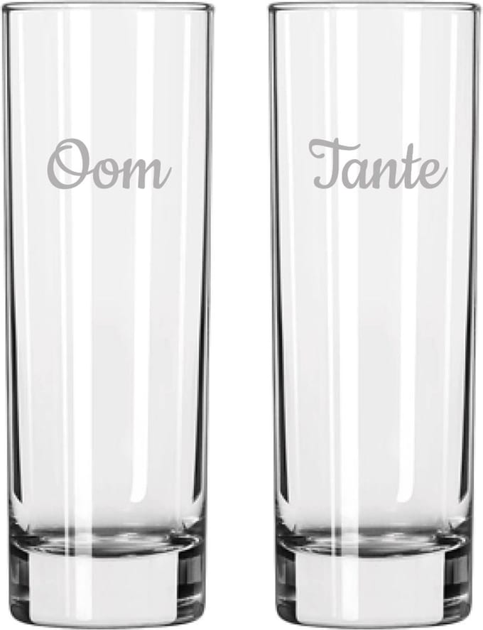 Gegraveerde longdrinkglas 22cl Tante & Oom