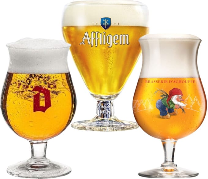 Duvel Bierglas 33cl + Affligem bierglas 30cl + La Chouffe 33cl Bierglas (Bierglazen Cadeau Pakket) Mancave