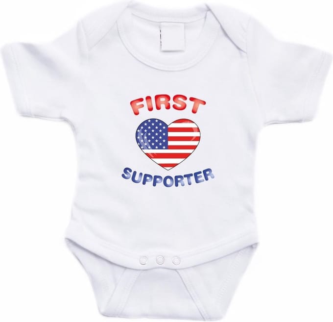 Wit First Amerika supporter rompertje baby - Babykleding 92