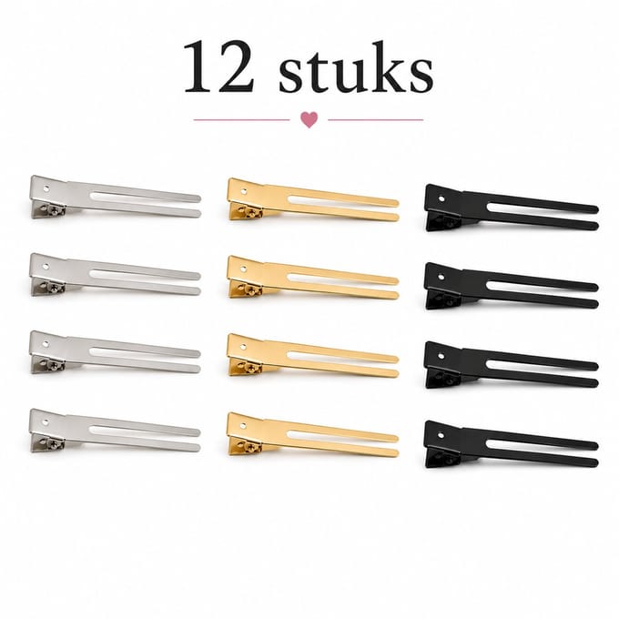 Haar in Stijl® 12 2-Benig Metal Clips Mix - Haarklem - DIY Haarclips