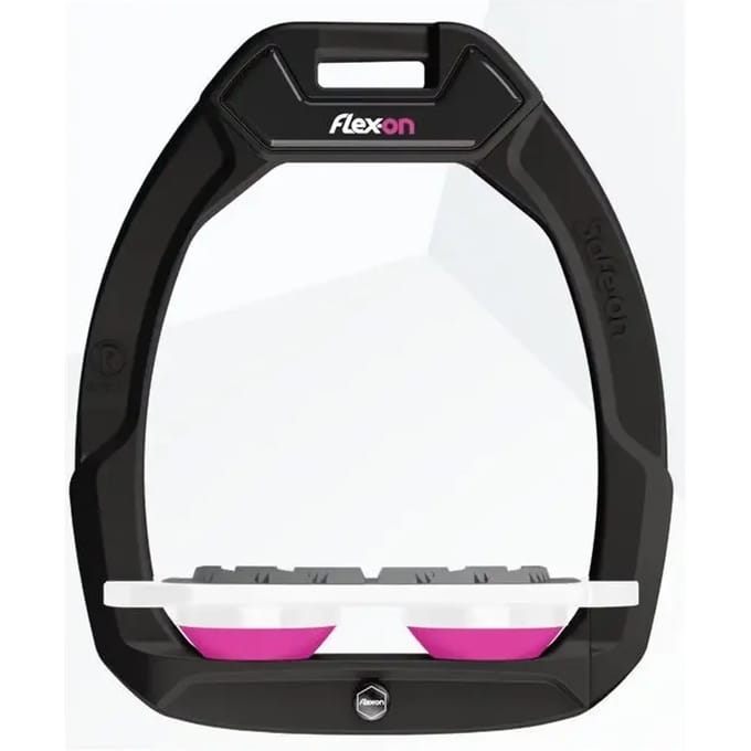 Zwarte/Witte/Roze Plat Grip Veiligheidsbeugels voor paardrijden Flex-On Safe-On