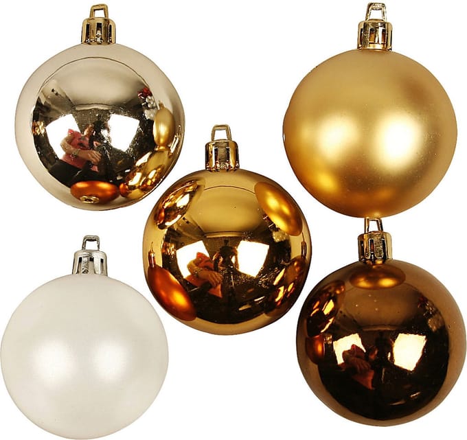 Kerstballen, d 6 cm, goud, 20 stuk/ 1 doos