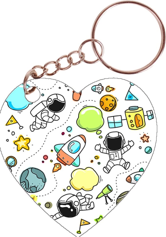 Sleutelhanger hartje 5x5cm - Ruimte tekening