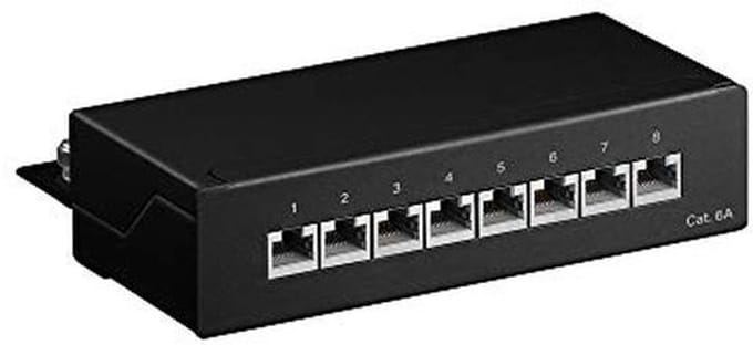 CAT 6a Mini Patchpaneel - 8 Poorten Zwart