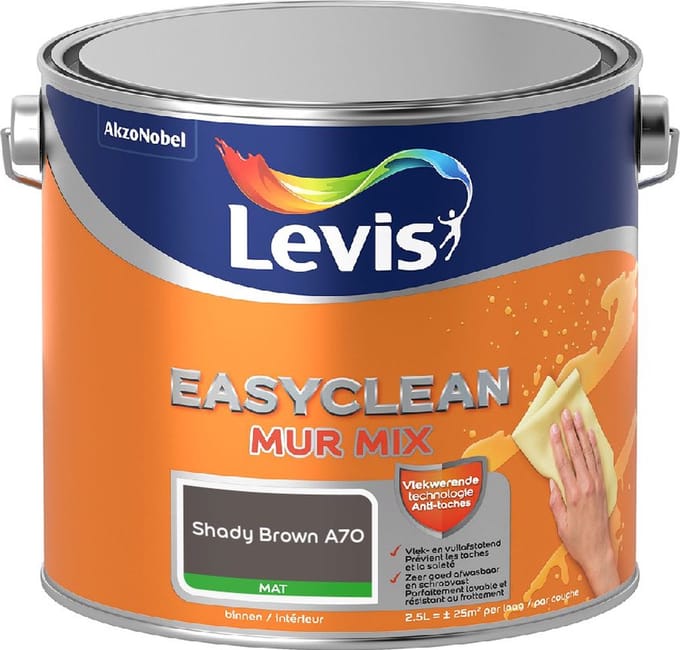 Levis - Easyclean Mur Mat Mix - Shady Brown A70 - Mengverf - 2,5 L