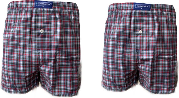Embrator 2-stuks mannen Boxershort geweven katoen grijs/blauw/wit/rood XL