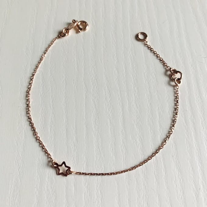 Minimalistische armband | Ster | Rosekleurig | AG925 | Sterling Silver