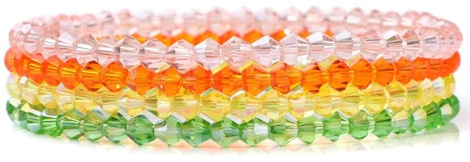 Armbandenset - facet glas - 4 mm - 4 stuks - multicolor