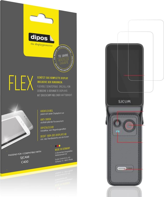 dipos – 2x Beschermfolie geschikt voor SJCAM C400 | 3D Full Cover Screenprotector | 100% Passend