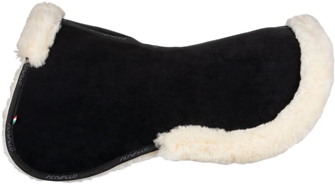 Acavallo Pocket & Memory Foam Half Pad W/risers Sheepskin Naturel Black Full