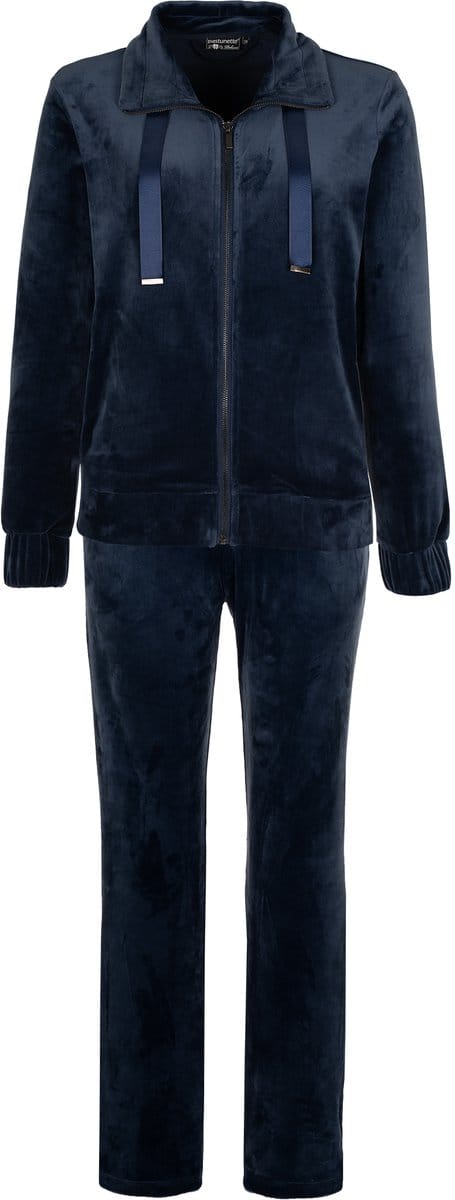 Pastunette Premium Huispak - Velours - Donkerblauw - Rits - Maat 36
