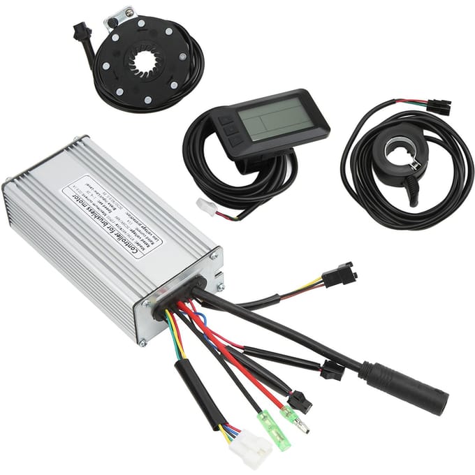 Elektrische Fiets Motorcontroller 22A Blokgolfcontroller met LCD7U Paneel voor 500W Fietsmotor gray