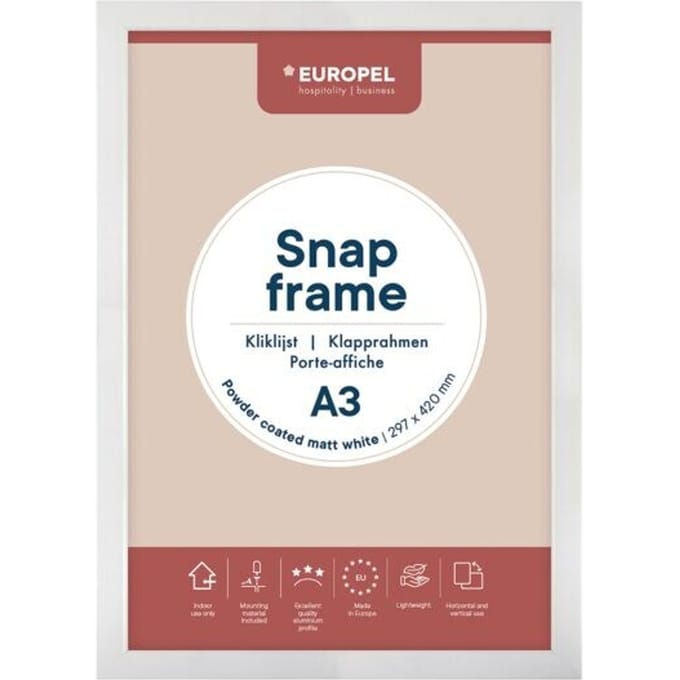Kliklijst Europel - Posterlijst - A3 - 29,7 x 42 cm - 25mm frame - Mat wit