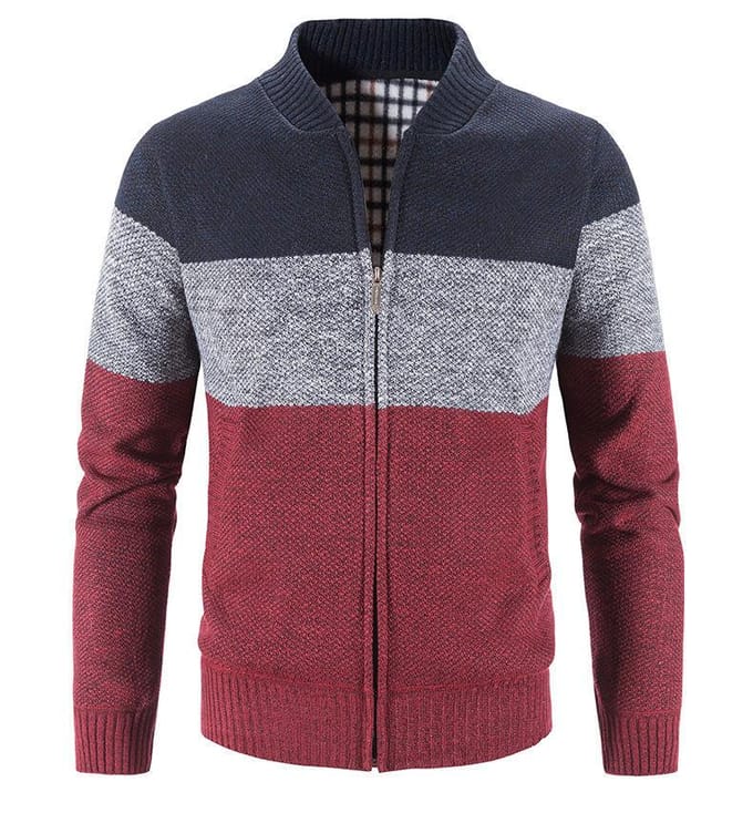 Winter Casual Trui met Dik Fluweel Baseballkraag Heren Losse Kleurblok Gebreide Trui Warme Jas 3XL gray