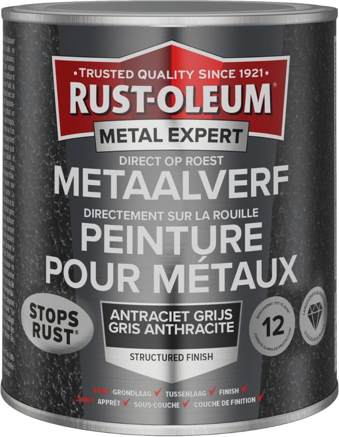 Rust-Oleum Metal Expert Direct Op Roest Structuurverf Antraciet 750ml