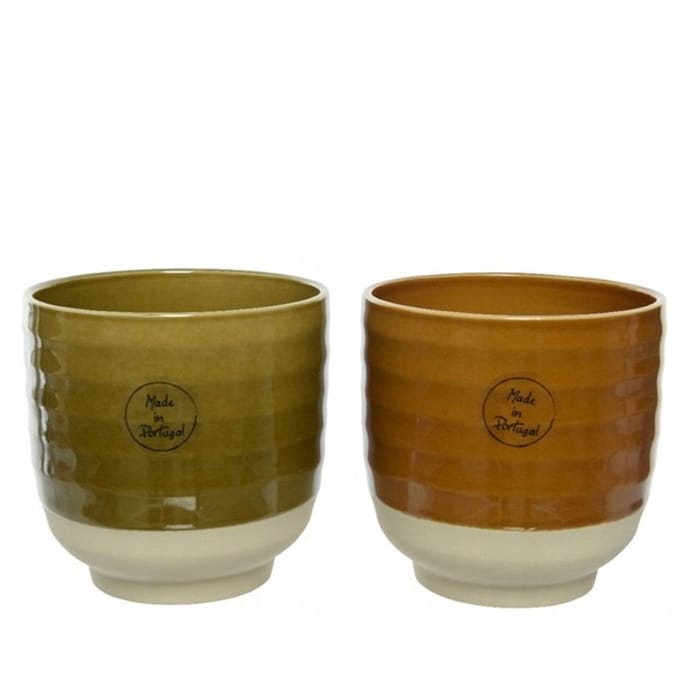 Kaemingk - Bloempot - Keramiek - 12 cm - Groen/Bruin