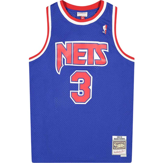 Mitchell And Ness NBA New Jersey Nets 1992-1993 Drazen Petrovic Swingman Shirt Blauw