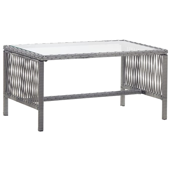 vidaXL - 4-delige - Loungeset - met - kussen - poly - rattan - antraciet