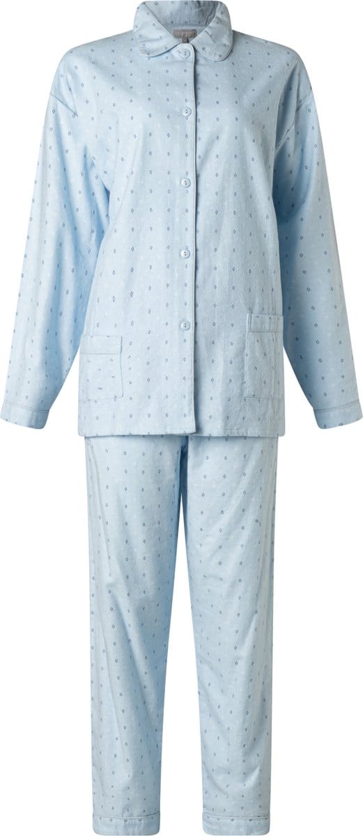 Lunatex - dames pyjama 641511 - flanel - blauw - maat XL