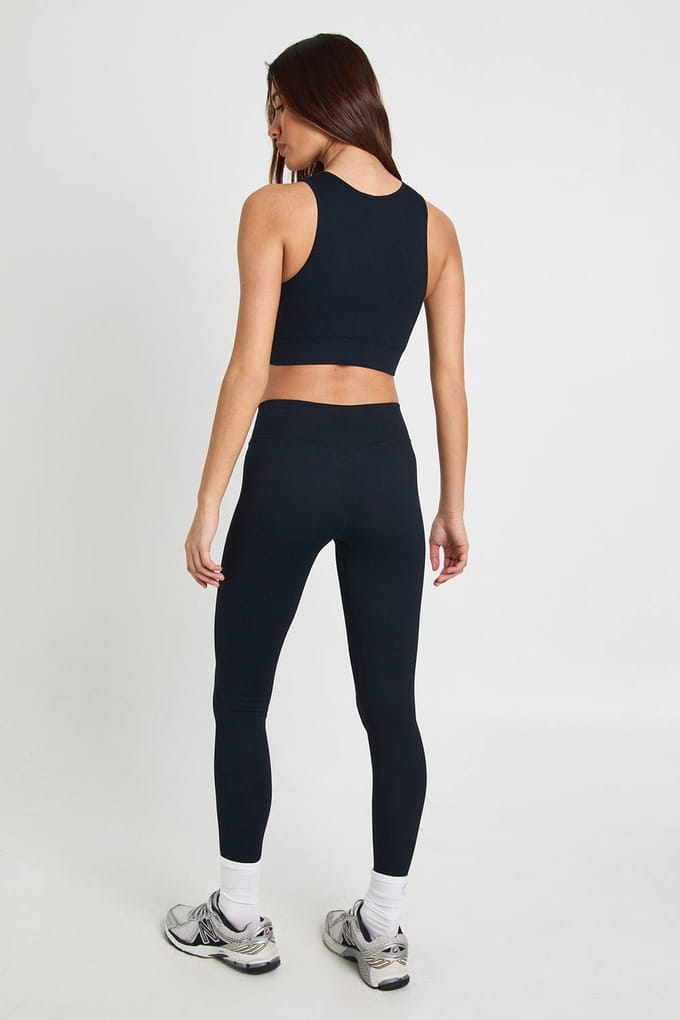 boohoo Dames Contour Geribbelde Wikkel Taille Naadloze Leggings | Zwart | Maat: Medium